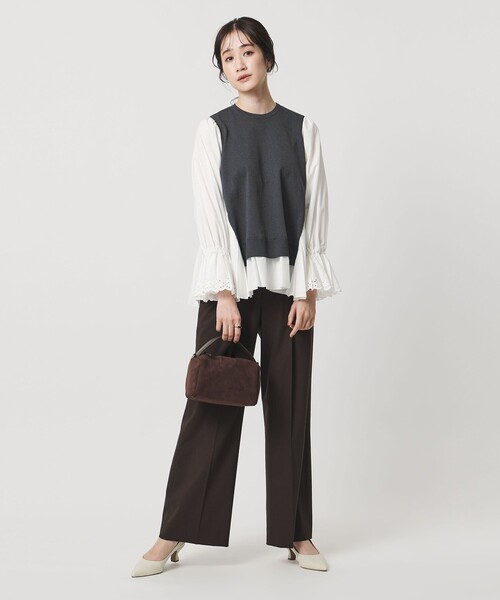 プリーツ コンビ ニット ブラウス ‐ウォッシャブル‐（シャツ/ブラウス