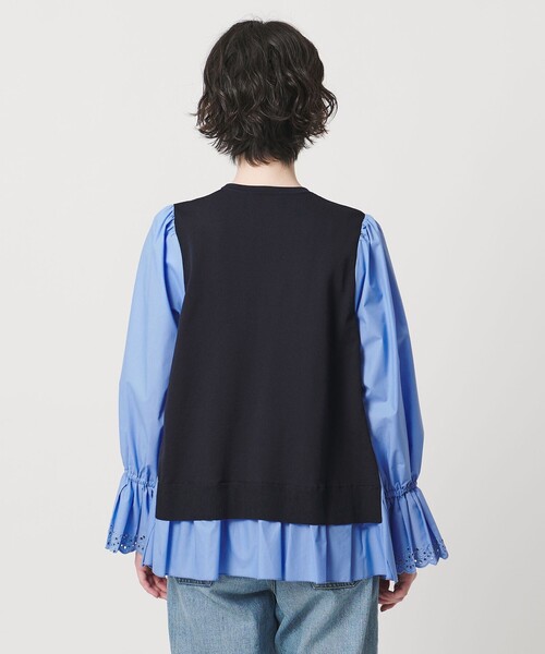 UNITED ARROWS（ユナイテッドアローズ）の「プリーツ コンビ ニット ブラウス ‐ウォッシャブル‐（シャツ/ブラウス・レディース・ネイビー/ダークグレー/ブラック・FREE）」の14枚目の写真