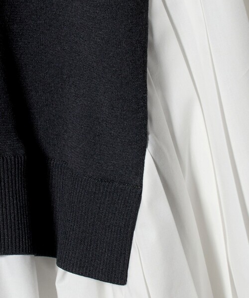 プリーツ コンビ ニット ブラウス ‐ウォッシャブル‐（シャツ/ブラウス