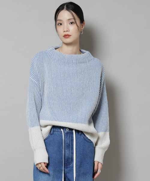 セール】シャドーストライプニットプルオーバー（ニット/セーター