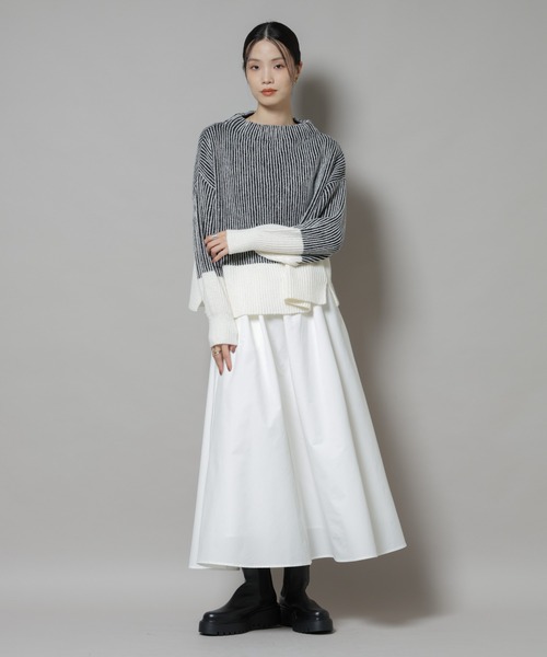 NANO universe（ナノユニバース）の「シャドーストライプニットプルオーバー（ニット/セーター・レディース・ブルー/ブラック/ライトベージュ・FREE）」の20枚目の写真