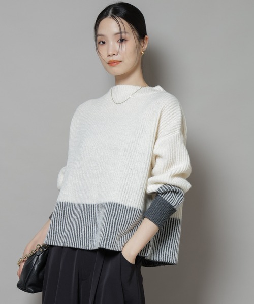 セール】シャドーストライプニットプルオーバー（ニット/セーター