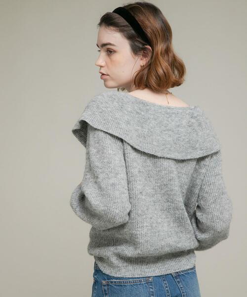 URBAN RESEARCH Sonny Label（アーバンリサーチサニーレーベル）の「『WEB限定』フリルカラーアゼニット（ニット/セーター・レディース・ベージュ/グレー/チャコールグレー・FREE）」の17枚目の写真