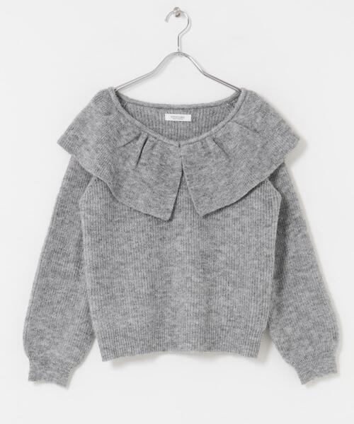 URBAN RESEARCH Sonny Label（アーバンリサーチサニーレーベル）の「『WEB限定』フリルカラーアゼニット（ニット/セーター・レディース・ベージュ/グレー/チャコールグレー・FREE）」の20枚目の写真