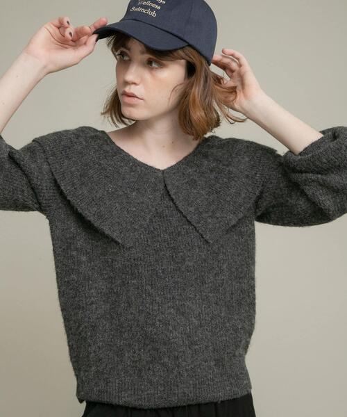 URBAN RESEARCH Sonny Label（アーバンリサーチサニーレーベル）の「『WEB限定』フリルカラーアゼニット（ニット/セーター・レディース・ベージュ/グレー/チャコールグレー・FREE）」の22枚目の写真