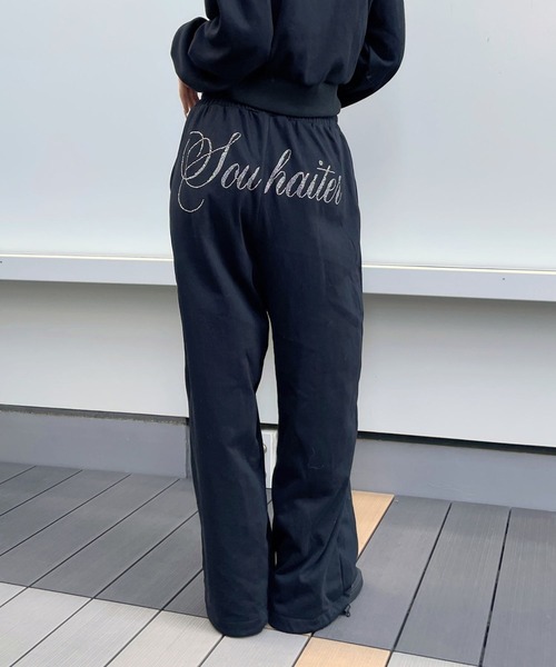 3.3 Field Trip （3.3フィールドトリップ）の「3.3 Field Trip／ラインストーンロゴスウェットパンツ（スウェットパンツ・レディース・グレー/ブラック・FREE）」の2枚目の写真