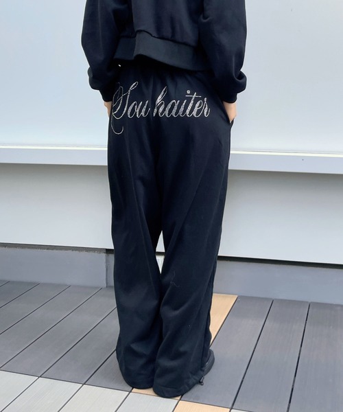 3.3 Field Trip （3.3フィールドトリップ）の「3.3 Field Trip／ラインストーンロゴスウェットパンツ（スウェットパンツ・レディース・グレー/ブラック・FREE）」の8枚目の写真