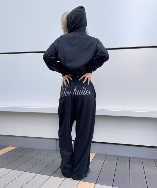 3.3 Field Trip （3.3フィールドトリップ）の「3.3 Field Trip／ラインストーンロゴスウェットパンツ（スウェットパンツ・レディース・グレー/ブラック・FREE）」の7枚目の写真