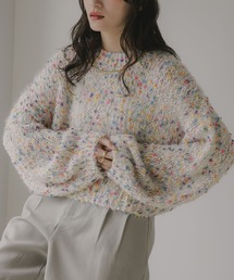 210nouve | ミックスカラー オーバーサイズ クロップド丈 ニット(ニット/セーター)