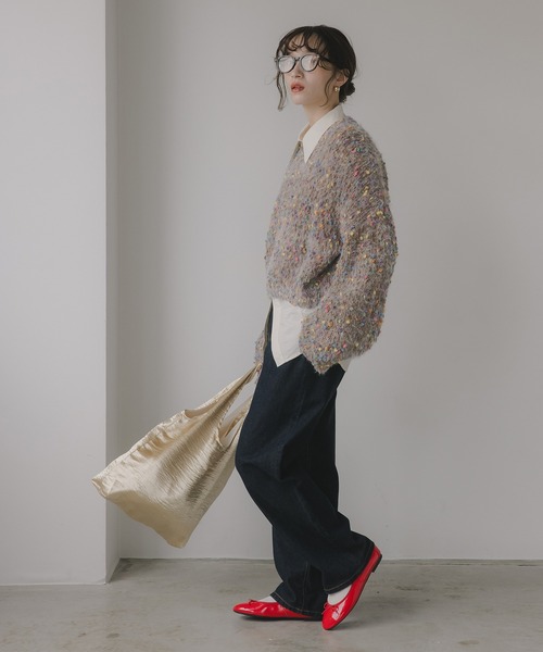 210nouve（トゥージュヌーブ）の「ミックスカラー オーバーサイズ クロップド丈 ニット（ニット/セーター・レディース・ブラウン/グリーン/ベージュ/ネイビー・FREE）」の19枚目の写真