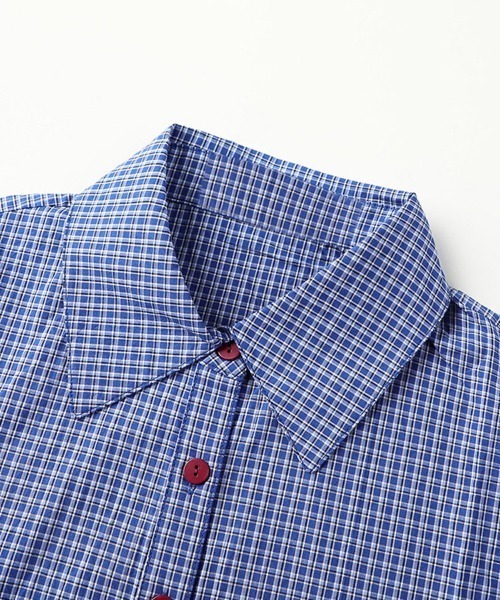 Beststore(ベストストア)の「アシンメトリーフリルシャツ チェック シャツ ベーシックカラーシャツ(シャツ/ブラウス・レディース・ブルー系その他・FREE)」の8枚目の写真