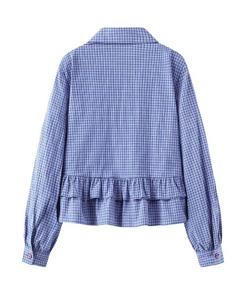 Beststore(ベストストア)の「アシンメトリーフリルシャツ チェック シャツ ベーシックカラーシャツ(シャツ/ブラウス・レディース・ブルー系その他・FREE)」の13枚目の写真