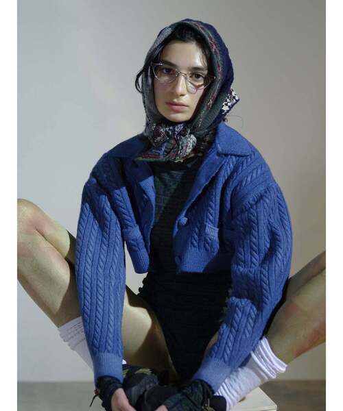 CURRENTAGE(カレンテージ)の「【CURRENTAGE/カレンテージ】Cable short knit(カーディガン/ボレロ・レディース・レッド/キャメル/ブルー/グレー・FREE)」の5枚目の写真