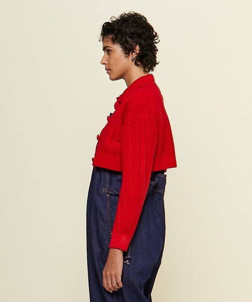 CURRENTAGE(カレンテージ)の「【CURRENTAGE/カレンテージ】Cable short knit(カーディガン/ボレロ・レディース・レッド/キャメル/ブルー/グレー・FREE)」の7枚目の写真