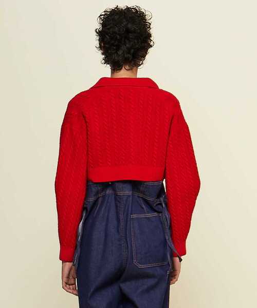 CURRENTAGE(カレンテージ)の「【CURRENTAGE/カレンテージ】Cable short knit(カーディガン/ボレロ・レディース・レッド/キャメル/ブルー/グレー・FREE)」の8枚目の写真