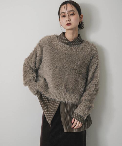 SENSE OF PLACE by URBAN RESEARCH(センスオブプレイスバイアーバンリサーチ)の「ミックスシャギーセーター(ニット/セーター・レディース・モカ/ネイビー/ライトブルー/ベージュ・ONE)」の2枚目の写真