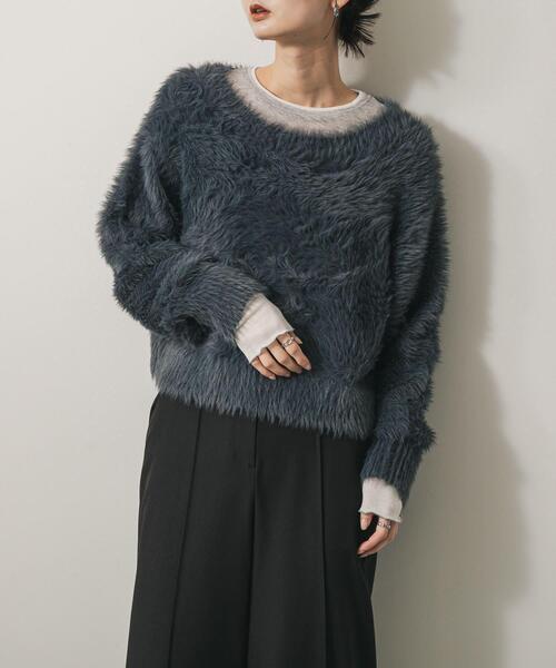 SENSE OF PLACE by URBAN RESEARCH(センスオブプレイスバイアーバンリサーチ)の「ミックスシャギーセーター(ニット/セーター・レディース・モカ/ネイビー/ライトブルー/ベージュ・ONE)」の10枚目の写真