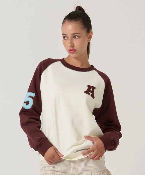 TINA:JOJUN(ティーナジョジュン)の「バイカラー ラグラン スウェット TINA:JOJUN(スウェット・レディース・ネイビー/バーガンディー・M)」の1枚目の写真