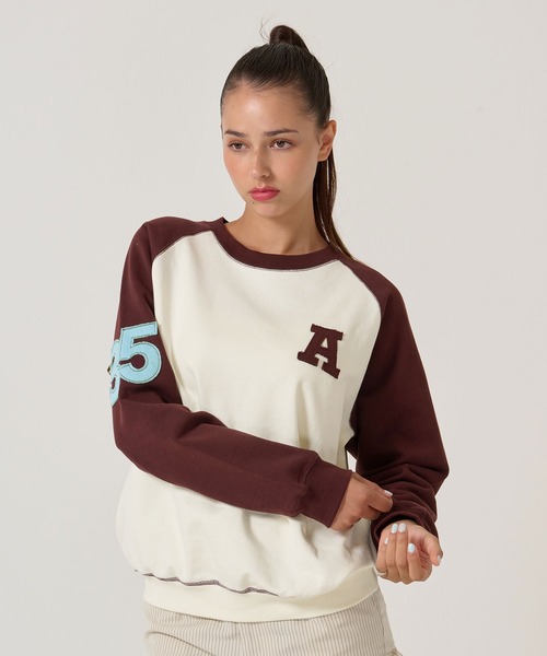 TINA:JOJUN(ティーナジョジュン)の「バイカラー ラグラン スウェット TINA:JOJUN(スウェット・レディース・ネイビー/バーガンディー・M)」の7枚目の写真