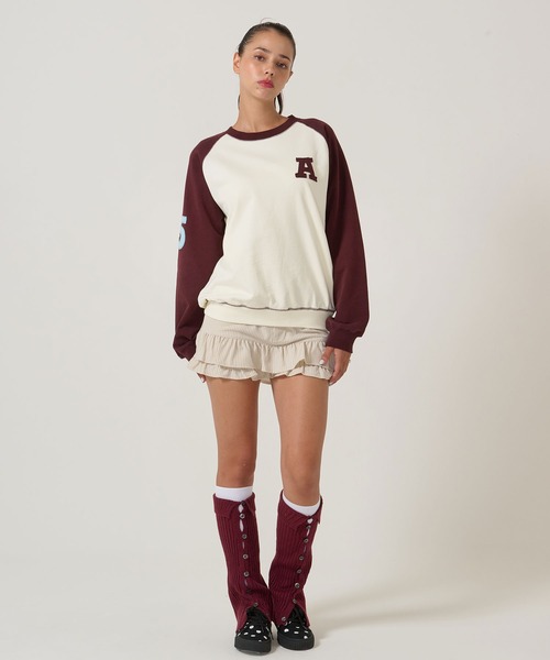 TINA:JOJUN(ティーナジョジュン)の「バイカラー ラグラン スウェット TINA:JOJUN(スウェット・レディース・ネイビー/バーガンディー・M)」の5枚目の写真