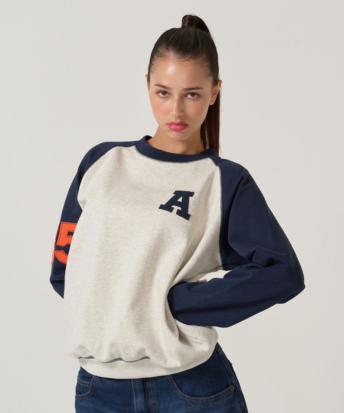 TINA:JOJUN(ティーナジョジュン)の「バイカラー ラグラン スウェット TINA:JOJUN(スウェット・レディース・ネイビー/バーガンディー・M)」の21枚目の写真