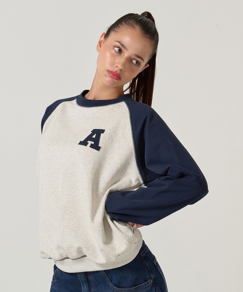 TINA:JOJUN(ティーナジョジュン)の「バイカラー ラグラン スウェット TINA:JOJUN(スウェット・レディース・ネイビー/バーガンディー・M)」の20枚目の写真