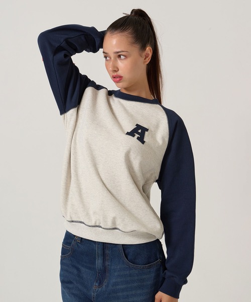 TINA:JOJUN(ティーナジョジュン)の「バイカラー ラグラン スウェット TINA:JOJUN(スウェット・レディース・ネイビー/バーガンディー・M)」の19枚目の写真