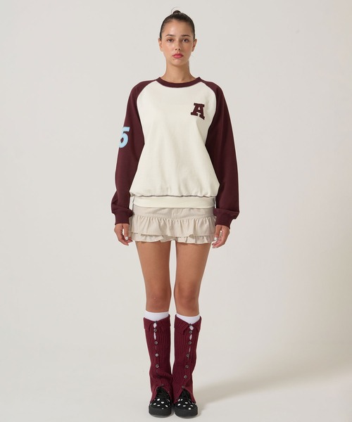 TINA:JOJUN(ティーナジョジュン)の「バイカラー ラグラン スウェット TINA:JOJUN(スウェット・レディース・ネイビー/バーガンディー・M)」の13枚目の写真