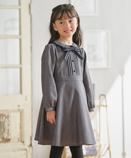 美品　組曲　クミキョク　フォーマル　入学式　ドレス、ボレロ　120〜130cm 110-140㎝】 クラシカルグレーワンピース（ドレス）｜組曲（クミキョク