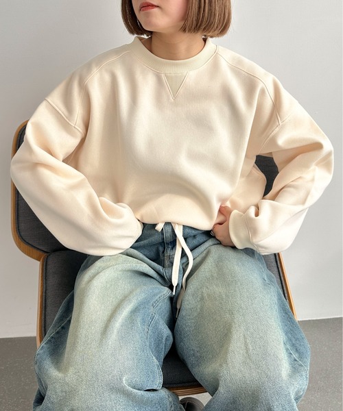 PILIT(ピリット)の「ドロスト裏起毛スウェット(スウェット・レディース・ブラウン/アイボリー/ブラック系その他/ブラック・MEDIUM)」の9枚目の写真