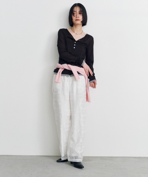 Shelly island（シェリーアイランド）の「総刺繍シアーパンツ（その他パンツ・レディース・ホワイト/ブラック・FREE）」の17枚目の写真