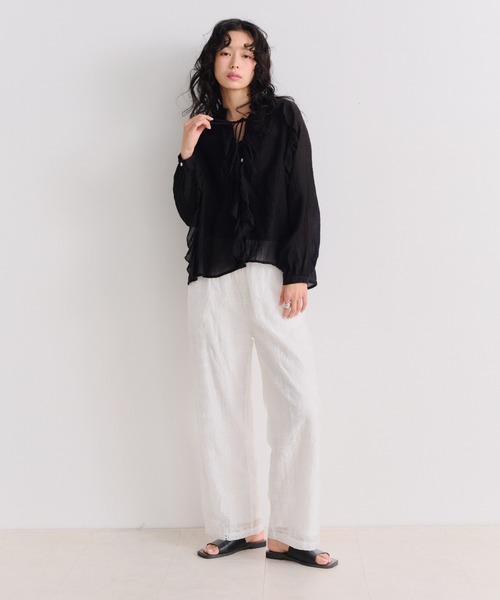 Shelly island（シェリーアイランド）の「総刺繍シアーパンツ（その他パンツ・レディース・ホワイト/ブラック・FREE）」の18枚目の写真