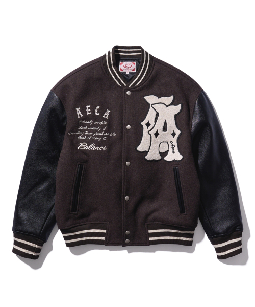 AECA(エイカ)の「DOUBLE A WOOL VARSITY JACKET-BROWN(スタジャン・レディース・その他・MEDIUM/LARGE/SMALL)」の1枚目の写真