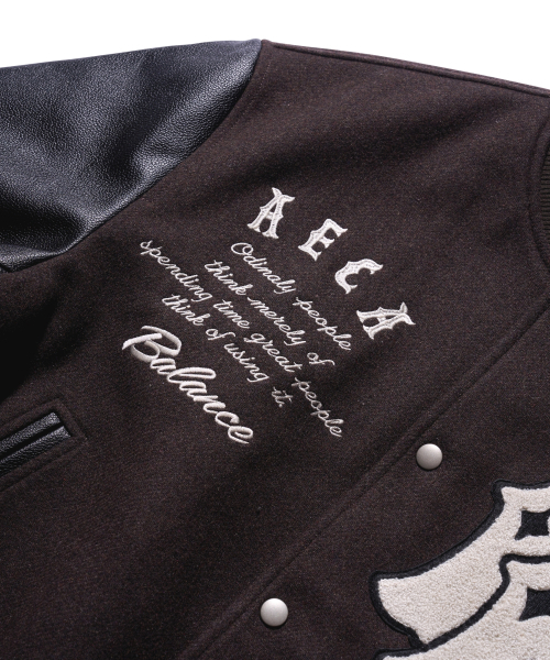 AECA(エイカ)の「DOUBLE A WOOL VARSITY JACKET-BROWN(スタジャン・レディース・その他・MEDIUM/LARGE/SMALL)」の8枚目の写真
