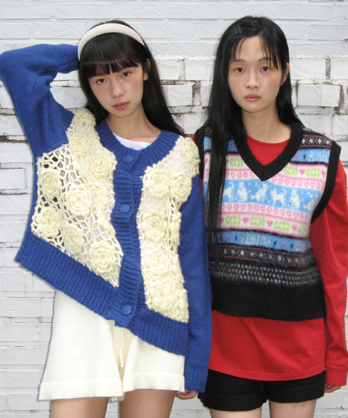 RONRON(ロンロン)の「KITTY RONRON FAIR ISLE KNIT VEST BLACK(ベスト・レディース・その他・FREE)」の5枚目の写真