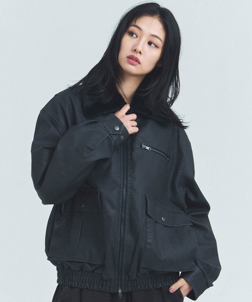 JACKROSE(ジャックローズ)の「JE-ビンテージPU 衿ファー脱着フライトブルゾン(ブルゾン・メンズ・ブラック/ブラウン・M/L)」の3枚目の写真