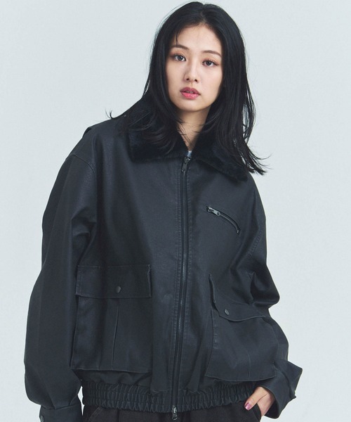 JACKROSE(ジャックローズ)の「JE-ビンテージPU 衿ファー脱着フライトブルゾン(ブルゾン・メンズ・ブラック/ブラウン・M/L)」の4枚目の写真