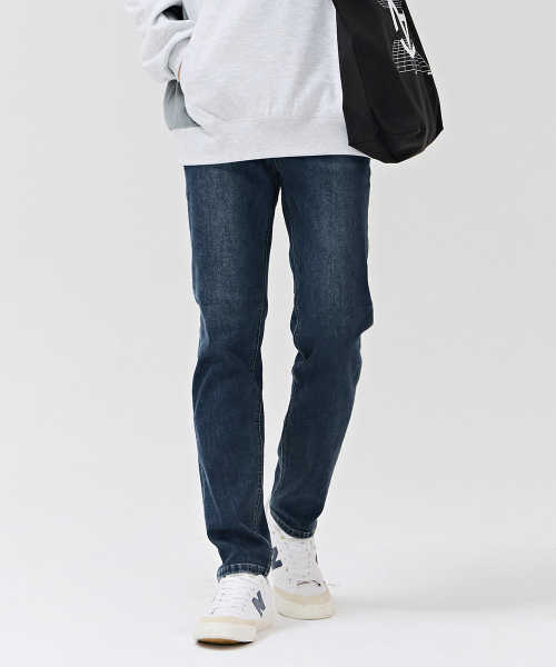 CHASECULT(チェイスカルト)の「男性 起毛 インバンディング テーパード デニムパンツ - ネイビー(デニムパンツ・メンズ・ネイビー・70/76/82/86)」の5枚目の写真