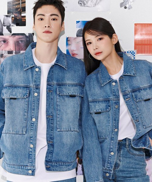 共用ポケットディテールデニムジャケット-CARU1211B0N（デニム