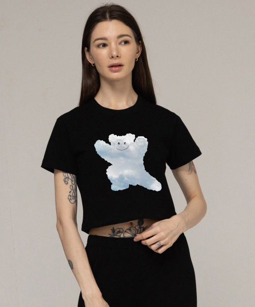 GRAVER（グレーバー）の「[ウーマン]ビッグクラウドベアスマイルクロップ半袖Tシャツ_ブラック（Tシャツ/カットソー・レディース・ブラック・FREE）」の2枚目の写真