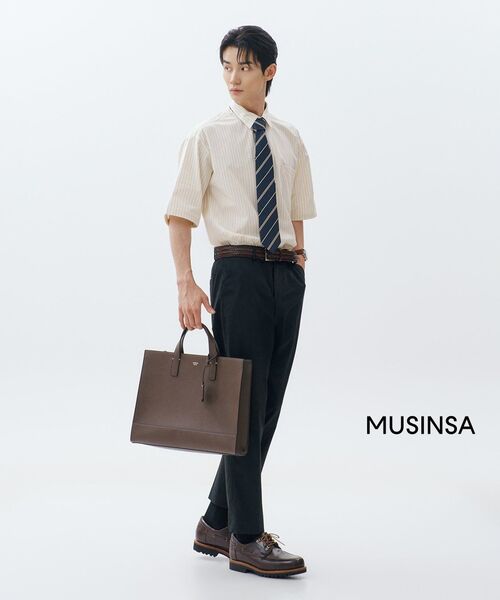 MUSINSA STANDARD（ムシンサスタンダード）の「[クールタンダード] リラックステーパードヒドゥンバンディングクロップスラックス [ブラック]（スラックス・メンズ・その他・38/42/36/27/28/29/34/32/30/31/33/26/40）」の15枚目の写真