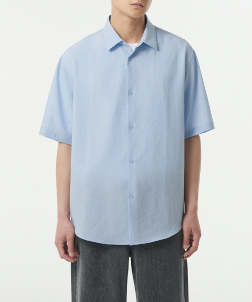MUSINSA STANDARD（ムシンサスタンダード）の「リラックスドリネンライク半袖シャツ[スカイブルー]（シャツ/ブラウス・メンズ・その他・XX-LARGE/SMALL/MEDIUM/LARGE/X-LARGE）」の2枚目の写真
