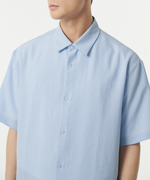 MUSINSA STANDARD（ムシンサスタンダード）の「リラックスドリネンライク半袖シャツ[スカイブルー]（シャツ/ブラウス・メンズ・その他・XX-LARGE/SMALL/MEDIUM/LARGE/X-LARGE）」の4枚目の写真