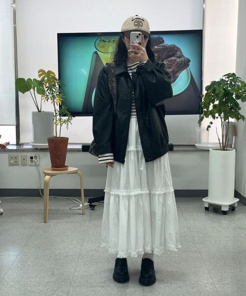 THE GREEN LAB（ザグリーンラボ）の「フェイクレザーオーバーサイズジャケット [ブラウン]（ライダースジャケット・レディース・その他・FREE）」の8枚目の写真