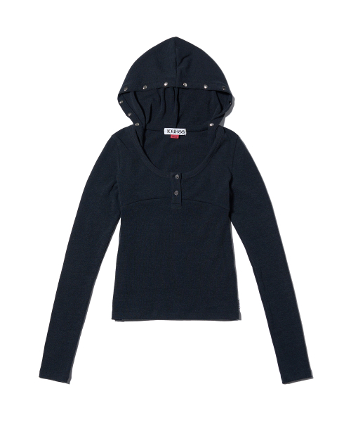 YOUHEE（ユヒ）の「STUD DETAILED HOODIE LONG SLEEVE CHARCOAL（パーカー・レディース・その他・SMALL/MEDIUM）」の3枚目の写真
