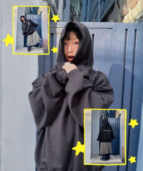 PUNCH DRUNK PARTIES（パンチドランクパーティーズ）の「Circle Logo Oversized Hoodie (BLACK)（パーカー・メンズ・その他・1/2/0/3）」の5枚目の写真