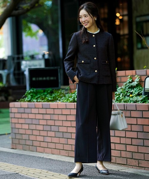 ANY SIS（エニィスィス）の「ノーカラーフリンジツイード ジャケット（ノーカラージャケット・レディース・ライトグレー系6/ネイビー系/ベージュ系6・LARGE/MEDIUM/SMALL）」の10枚目の写真