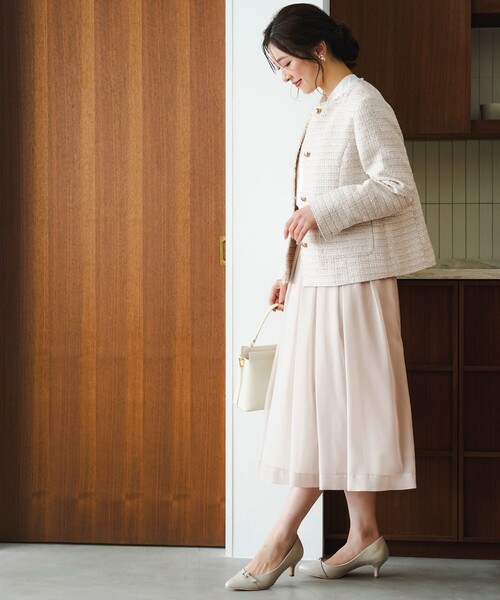 ANY SIS（エニィスィス）の「ノーカラーフリンジツイード ジャケット（ノーカラージャケット・レディース・ライトグレー系6/ネイビー系/ベージュ系6・LARGE/MEDIUM/SMALL）」の16枚目の写真