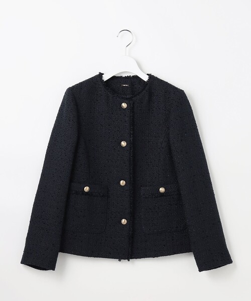 ANY SIS（エニィスィス）の「ノーカラーフリンジツイード ジャケット（ノーカラージャケット・レディース・ライトグレー系6/ネイビー系/ベージュ系6・LARGE/MEDIUM/SMALL）」の17枚目の写真