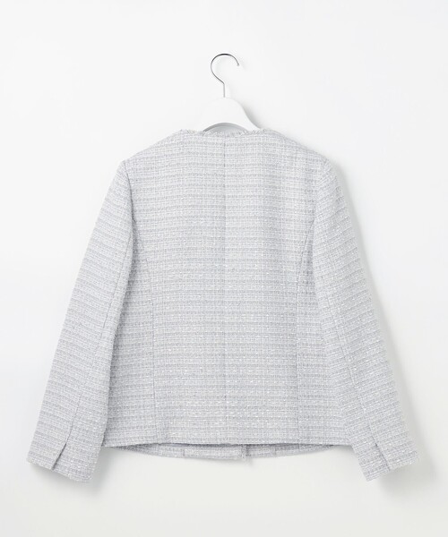 ANY SIS（エニィスィス）の「ノーカラーフリンジツイード ジャケット（ノーカラージャケット・レディース・ライトグレー系6/ネイビー系/ベージュ系6・LARGE/MEDIUM/SMALL）」の20枚目の写真